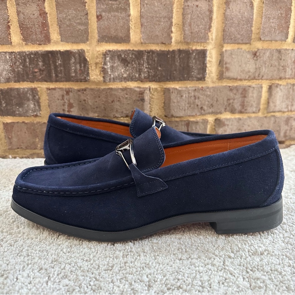 Stacy Adams Palladian Navy Blue Suede Leather Moc Toe Slip On Loafer - Picture 9 of 12